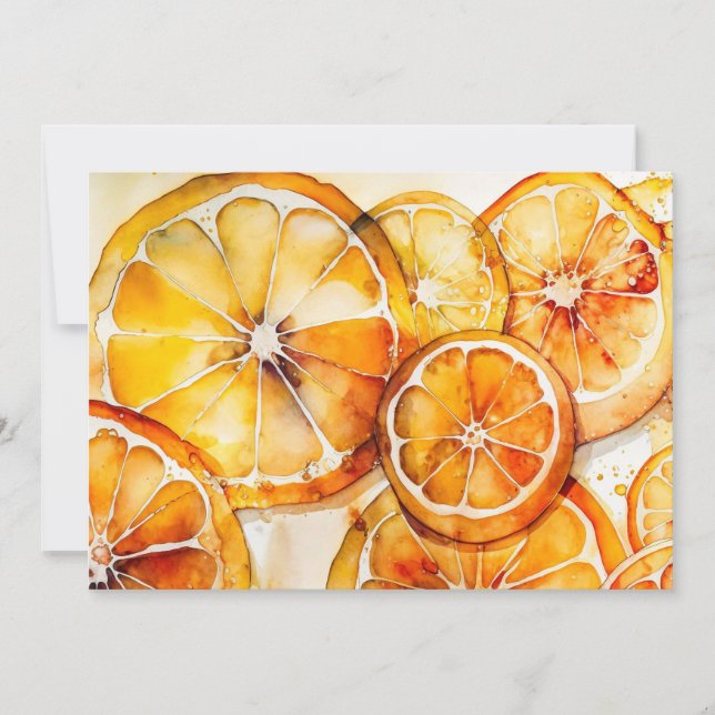 Convites Laranja Fruta Citrus Summer Splash Watercolor (Frente)
