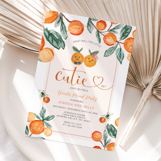 Convites Laranja Gênero Revelação O que será a pequena graç (Criador carregado)