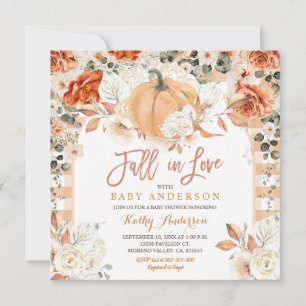 Convites Laranja Ivory Pumpkin Chá de fraldas Cai no Amor
