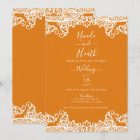 Laranja Manga & Renda Branca Casamento Elegante