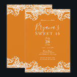 Convites Laranja Manga Renda Branca Festa Elegante Doce 16<br><div class="desc">Personalize para qualquer evento</div>