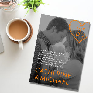 Convites Laranja Minimalista Moderno de Foto Escura do Cobr