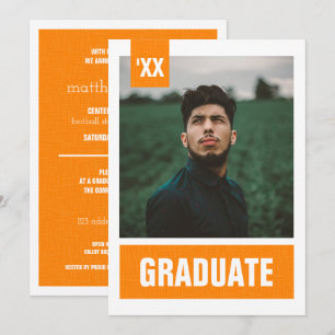Convites Laranja Moderno Texturizado Foto Graduação