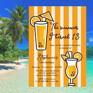 Convites Laranja O Verão Em Que Fiz 13 Anos Mocktail Aniver