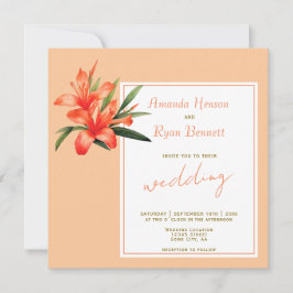 Convites Laranja Oleandro Aquarela Flor Floral Casamento