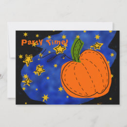 Convites Laranja Pumpkin Azul Estrelado Estrelas Estrelas N
