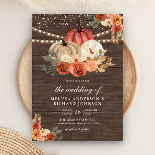 Convites Laranja Queimado Terroso Floral Abóbora Madeira Ca