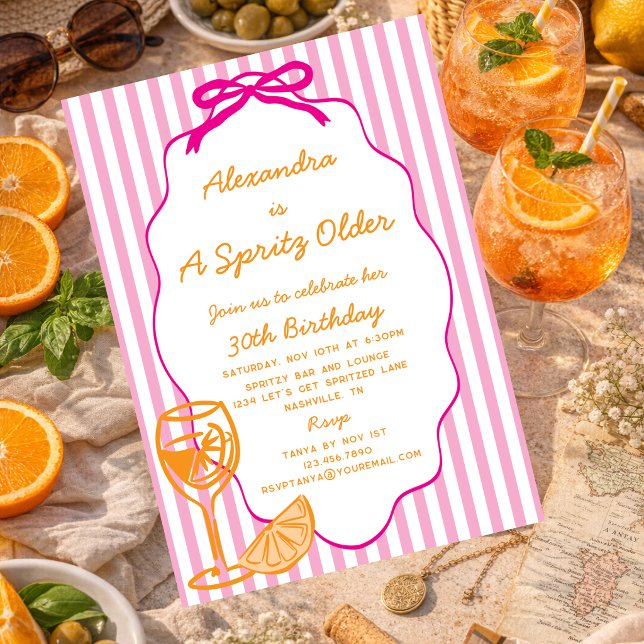 Convites Laranja Rosa Um Spritz Mais Velho Spritz de Aperol (Criador carregado)