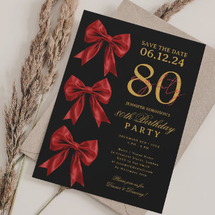 Convites Laranja Save Date 80º Aniversário Preto