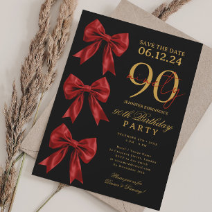 Convites Laranja Save Date 90º Aniversário Preto