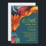 Convites Laranja Teal Moderna Retro Psicodélico 60º Anivers<br><div class="desc">Faça 60 sentidos com este vivo convite de aniversário com abstrato florais em cores quentes e energéticas. O layout de onda e a sofisticada combinação de fontes criam uma apresentação moderna,  mas graciosa,  para seu evento de marco. Uma maneira perfeita de honrar uma vida cheia de cor e espírito.</div>