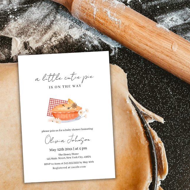 Convites Laranja Um Pequeno Chá de fraldas De Flor De Pizza (Orange A Little Cutie Pie Flower Fall Baby Shower Invitation)