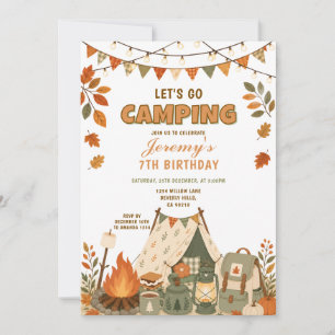 Convites Laranja Vamos Fazer Acampamento Aniversário Aventu