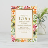 Laranja Vermelho Floral Folhas Verdes Dourado 100º