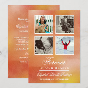 Convites Laranja Vibrante - Para Sempre Em Nossos Coraçõe