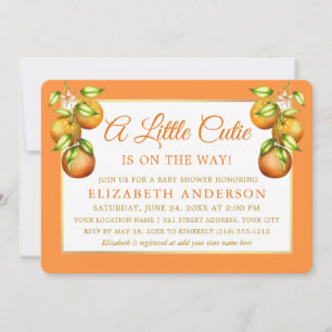 Convites Laranjas Aquáticas Um Pequeno Chá de fraldas Dou