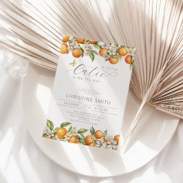 Convites Laranjas - Pequena Cutie Está No Caminho Do Chá de