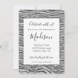 Convites Largura de Impressão de Zebra Negra-Prateada