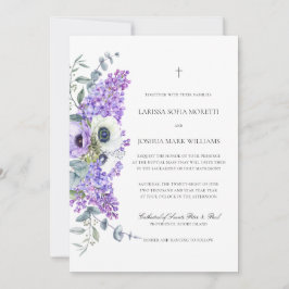 Convites Larissa Elegant Purple Floral Casamento Católico