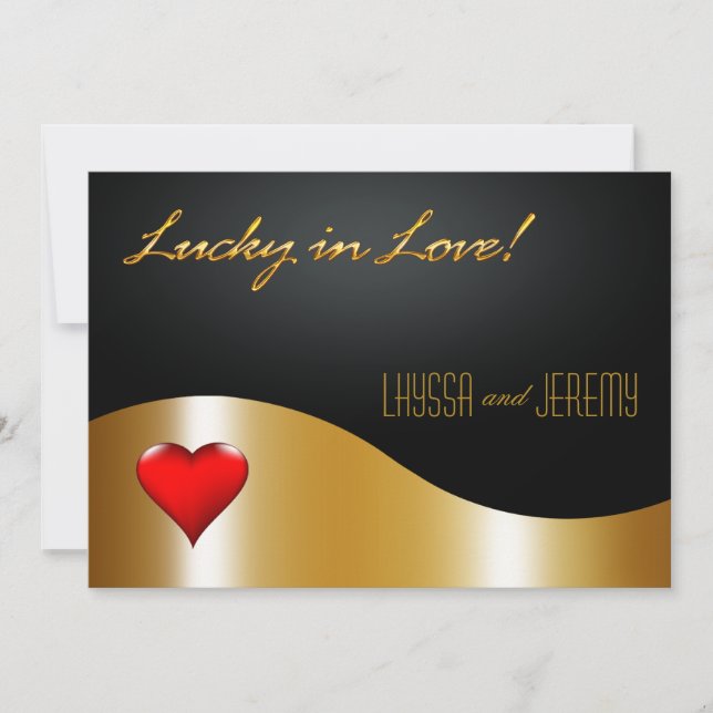 Convites Las Vegas Lucky in Love Wedding/black (Frente)