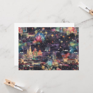 Convites Las Vegas Natal e Ano Novo em Aquarelas