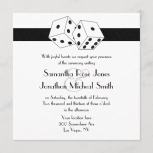 Convites Las Vegas que Wedding o tema dos dados branco e