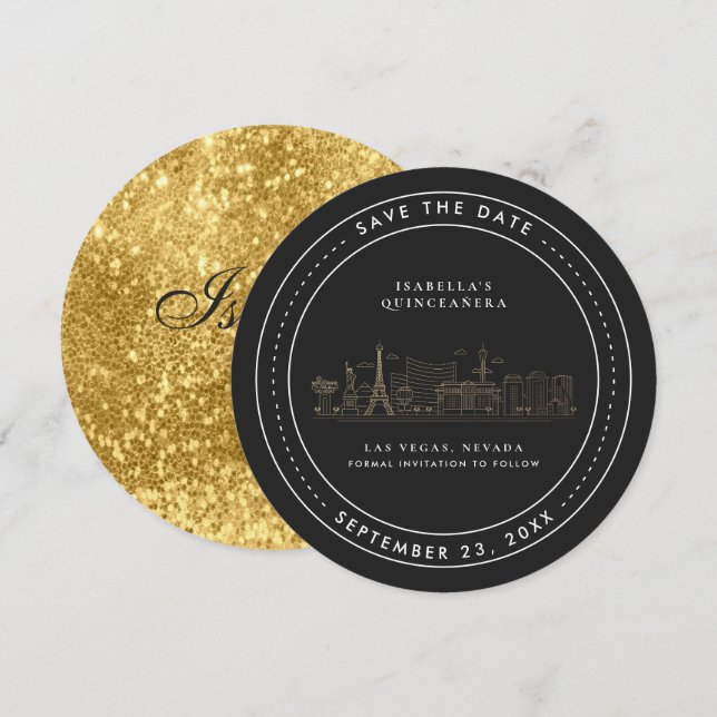 Convites Las Vegas | Quinceañera Salve a Data (Frente/Verso)