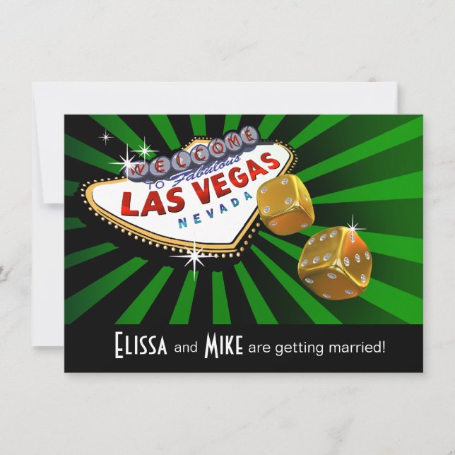 Convites Las Vegas Starburst Casamento de ouro negro verde (Frente)