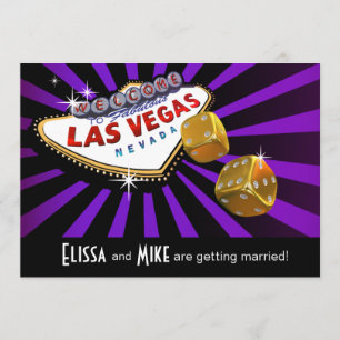 Convites Las Vegas Starburst Casamento roxo preto dourado