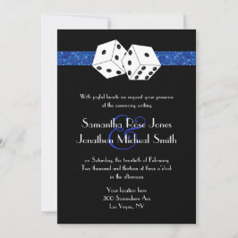 Convites Las Vegas Weding Dice Royal Blue Faux Glitter
