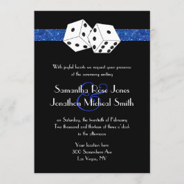 Convites Las Vegas Weding Dice Royal Blue Faux Glitter
