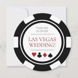 Convites Las Vegas Weding Poker Chip Black White