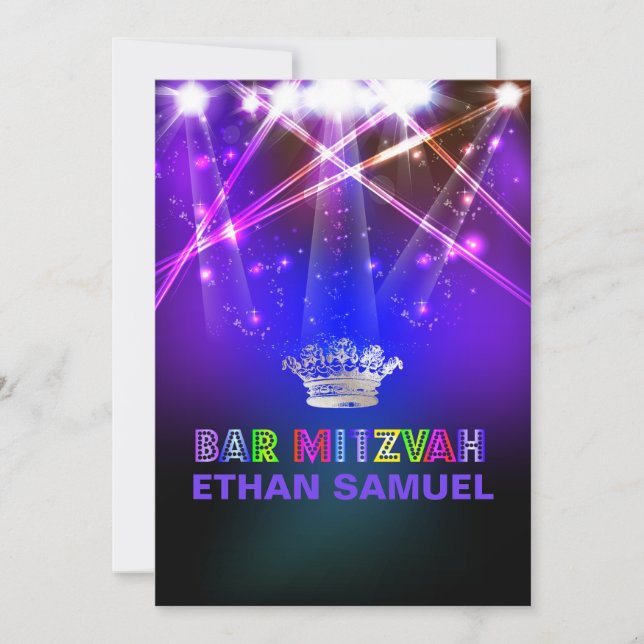Convites Laser PixDezines /neon luzes bar mitzvah (Frente)