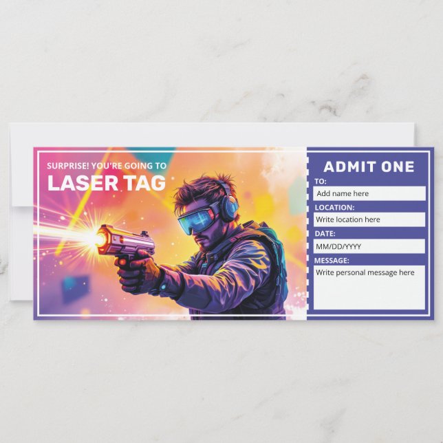 Convites Laser Tag Gift Certificate  (Frente)