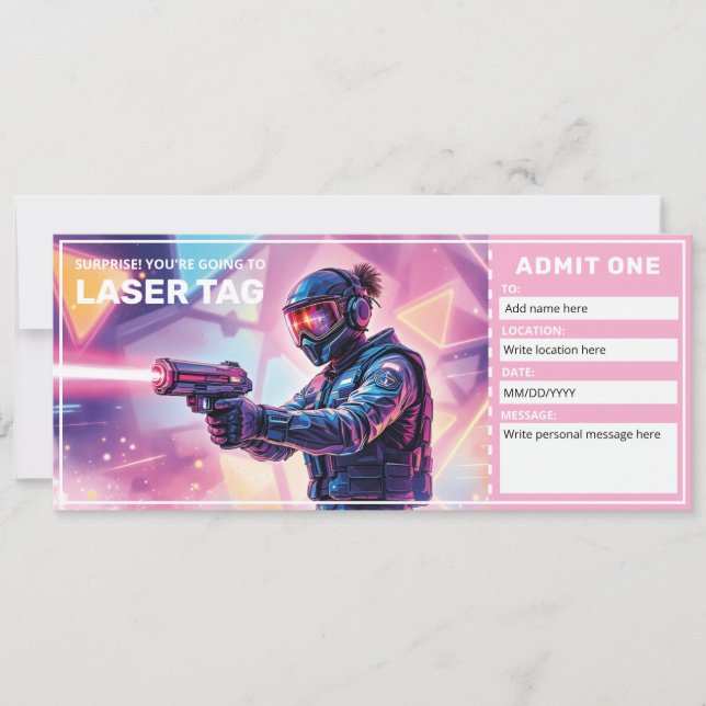 Convites Laser Tag Gift Certificate  (Frente)