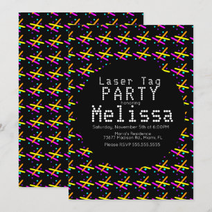 Convites Laser Tag Neon Brilho no Escuro Confete Unisexo