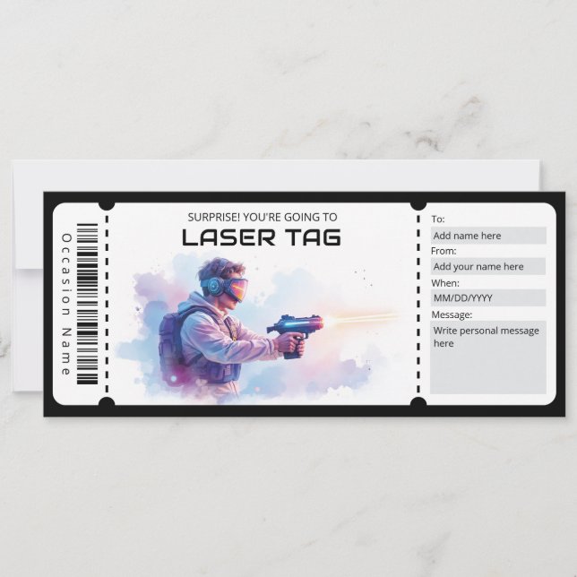 Convites Laser Tag Ticket  (Frente)