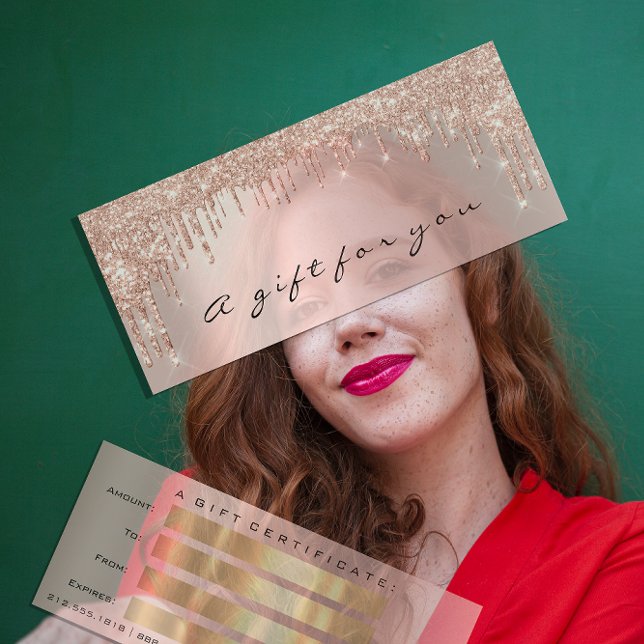 Convites Lash de Unhas de Cabelo de Maqueamento Dourado do  (Gift Certificate Rose Gold Makeup Hair Nails Lash Invitation)