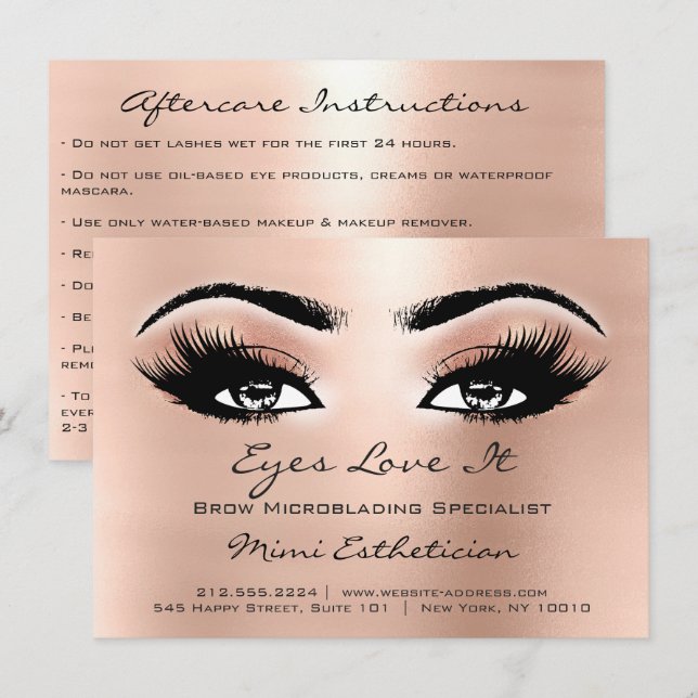 Convites Lashes Extensão Após Cuidados Pêssego Lux (Frente/Verso)