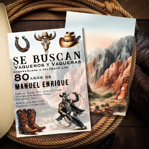 Convites Lasso Vaquero Espanhol 80 Aniversário do Vaquero