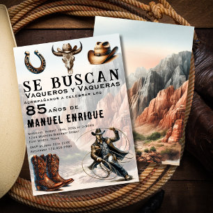Convites Lasso Vaquero Espanhol Ocidental Cowboy 85º Aniver