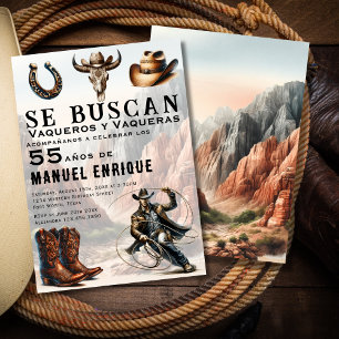 Convites Lasso Vaquero Espanhol Western Cowboy 55º Aniversá