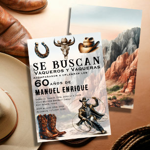 Convites Lasso Vaquero Espanhol Western Cowboy 60º Aniversá