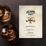 Convites Last Barrel Before the Bride Bachelor Night<br><div class="desc">Raise a glass to one last legendary night with The Last Barrel Before the Bride Bachelor Night celebration. Designed for whiskey lovers, cigar aficionados, and the groom squad that knows how to toast in style, this bold bachelor party theme sets the tone for an unforgettable night of brotherhood, laughter, and...</div>