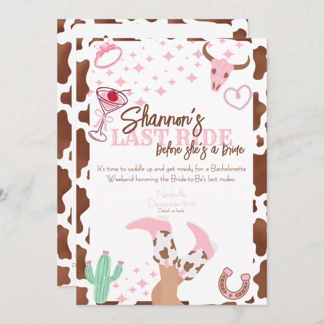 Convites Last Ride Weekend Trip Bachelorette Party (Frente/Verso)