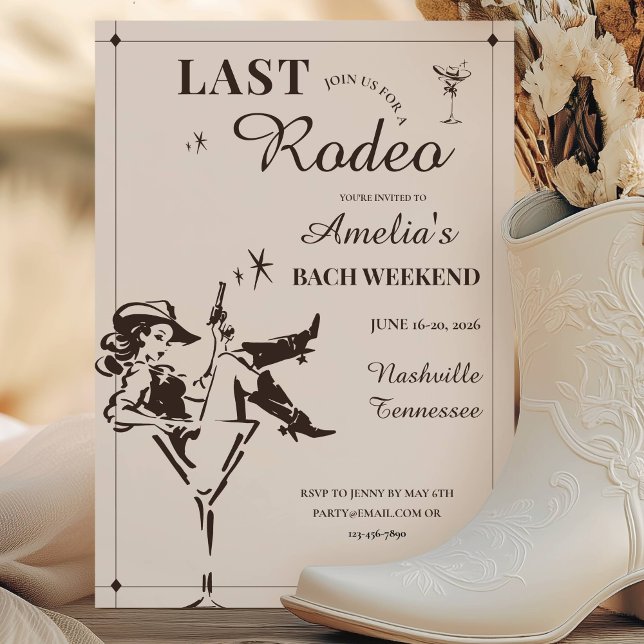 Convites Last Rodeo Bachelorette Weekend Itinerary (Last Rodeo Bachelorette Weekend Itinerary Invitation)