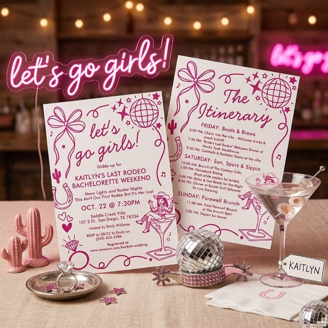 Convites Last Rodeo Cowgirl Bachelorette Weekend Itinerary (Criador carregado)
