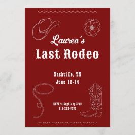 Convites Last Rodeo Cowgirl Western Bachelorette Invitation