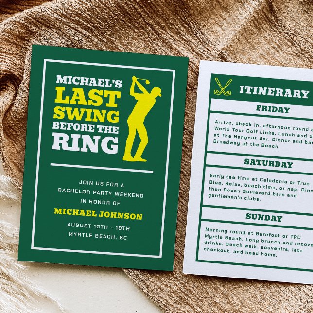 Convites Last Swing Before the Ring Bachelor Party Invite (Criador carregado)