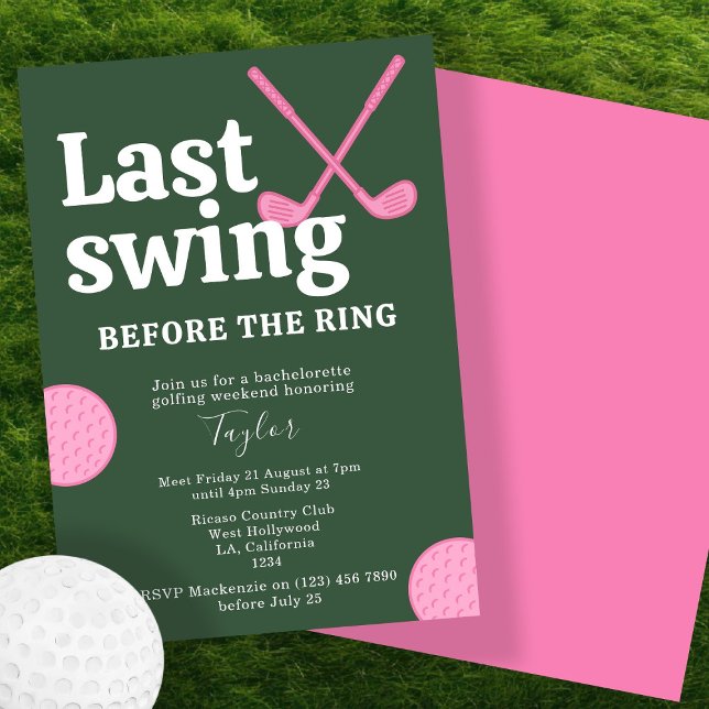 Convites Last Swing Before The Ring Golf Bachelorette (Last Swing Before The Ring Golf Bachelorette Invitation by Ricaso. Golfing weekend for bride to be)